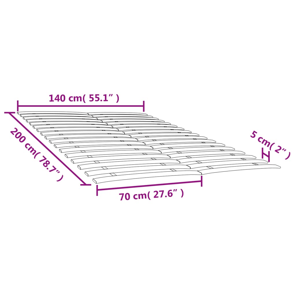 Lattes de rechange pour sommier avec 34 lattes, 2 pièces, 70 x 200 cm - XIOS