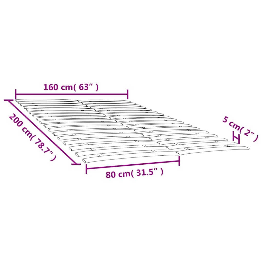 Lattes de rechange pour sommier avec 34 lattes, 2 pièces, 80 x 200 cm - XIOS