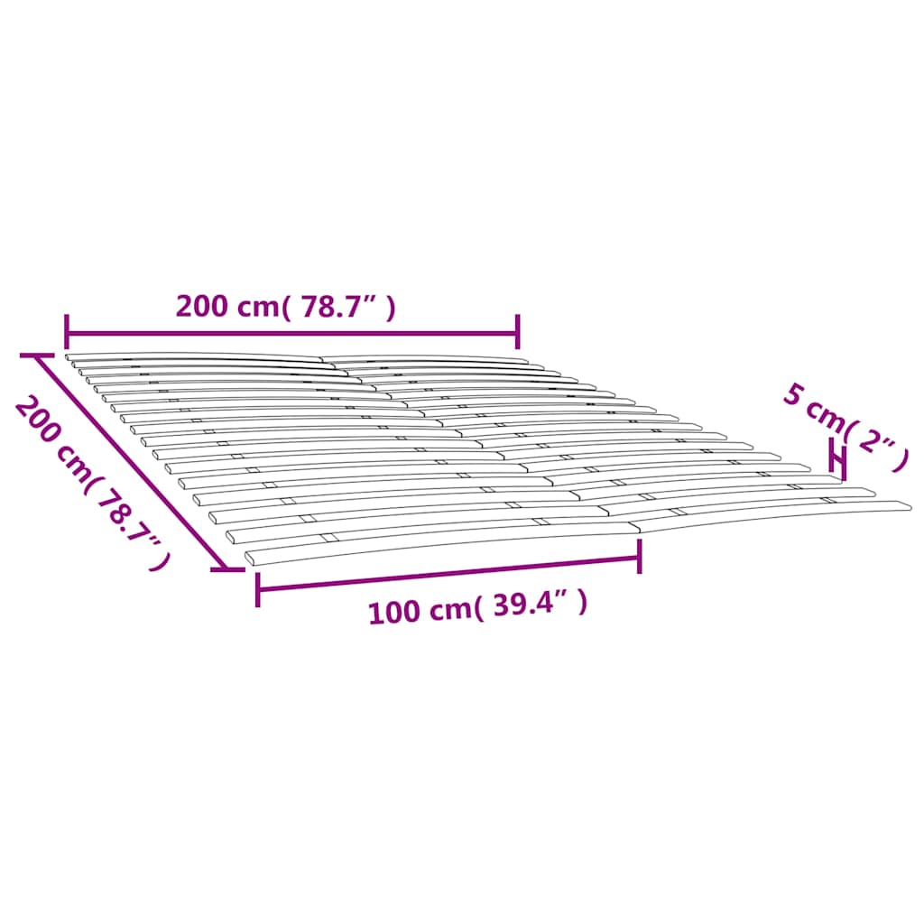 Lattes de rechange pour sommier avec 34 lattes, 2 pièces, 100 x 200 cm