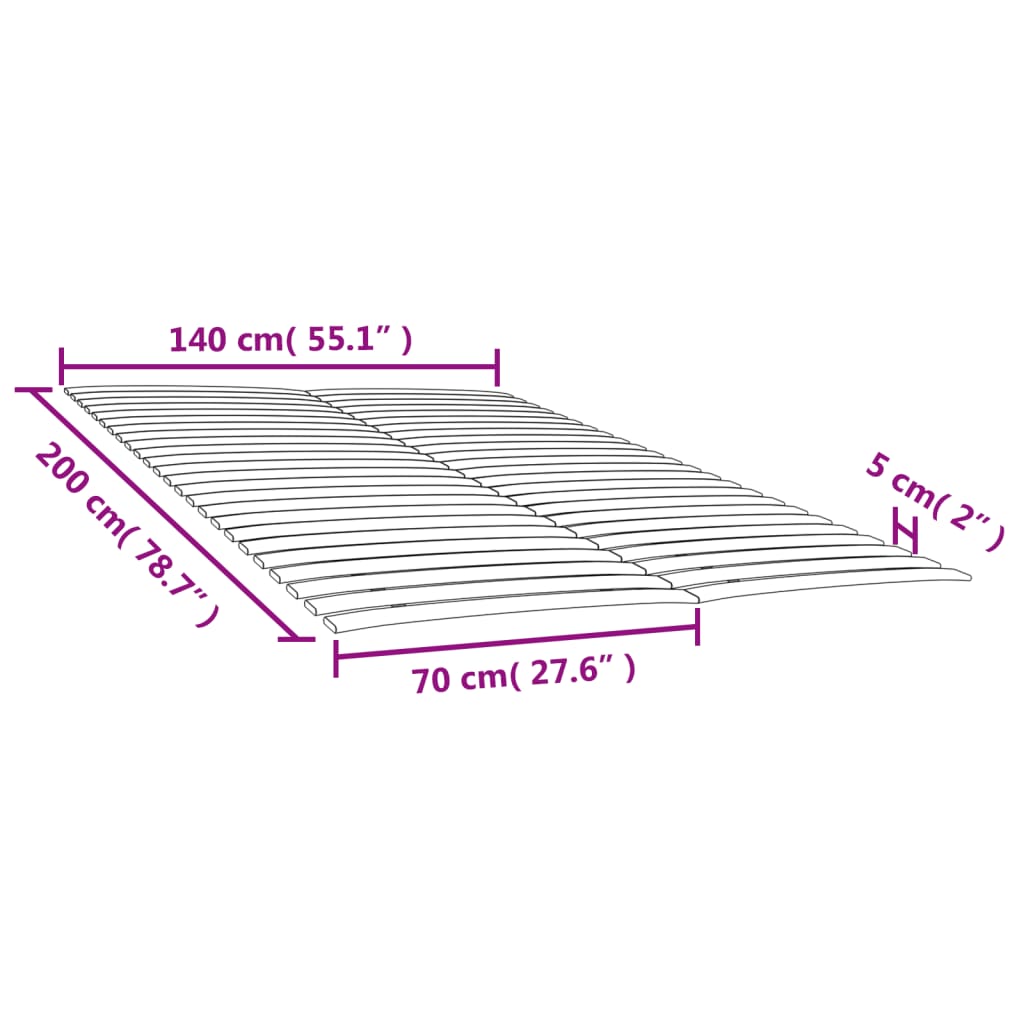 Lattes de rechange pour sommier avec 48 lattes, 2 pièces, 70 x 200 cm