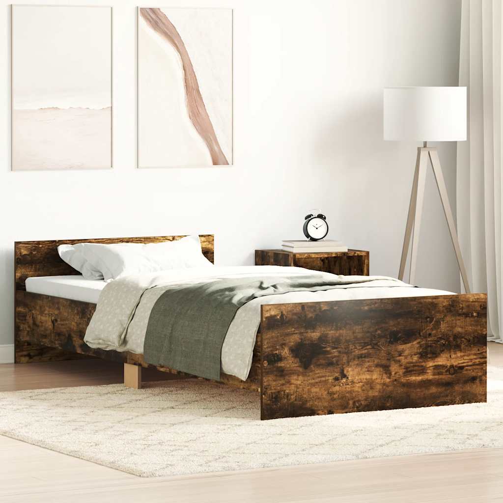 Cadre de lit sans matelas chêne fumé 100x200 cm bois ingénierie - XIOS