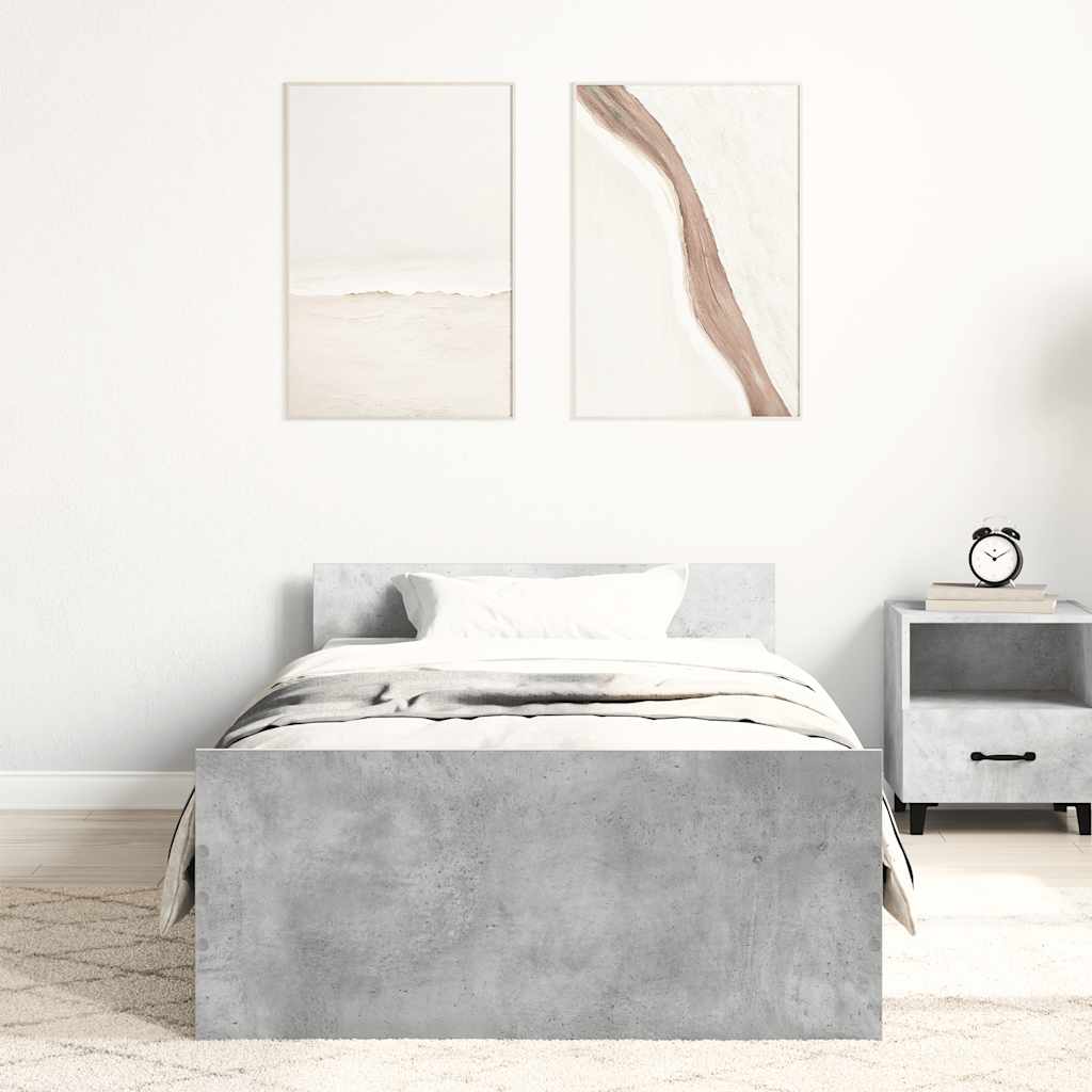 Cadre de lit sans matelas gris béton 90x190 cm - XIOS