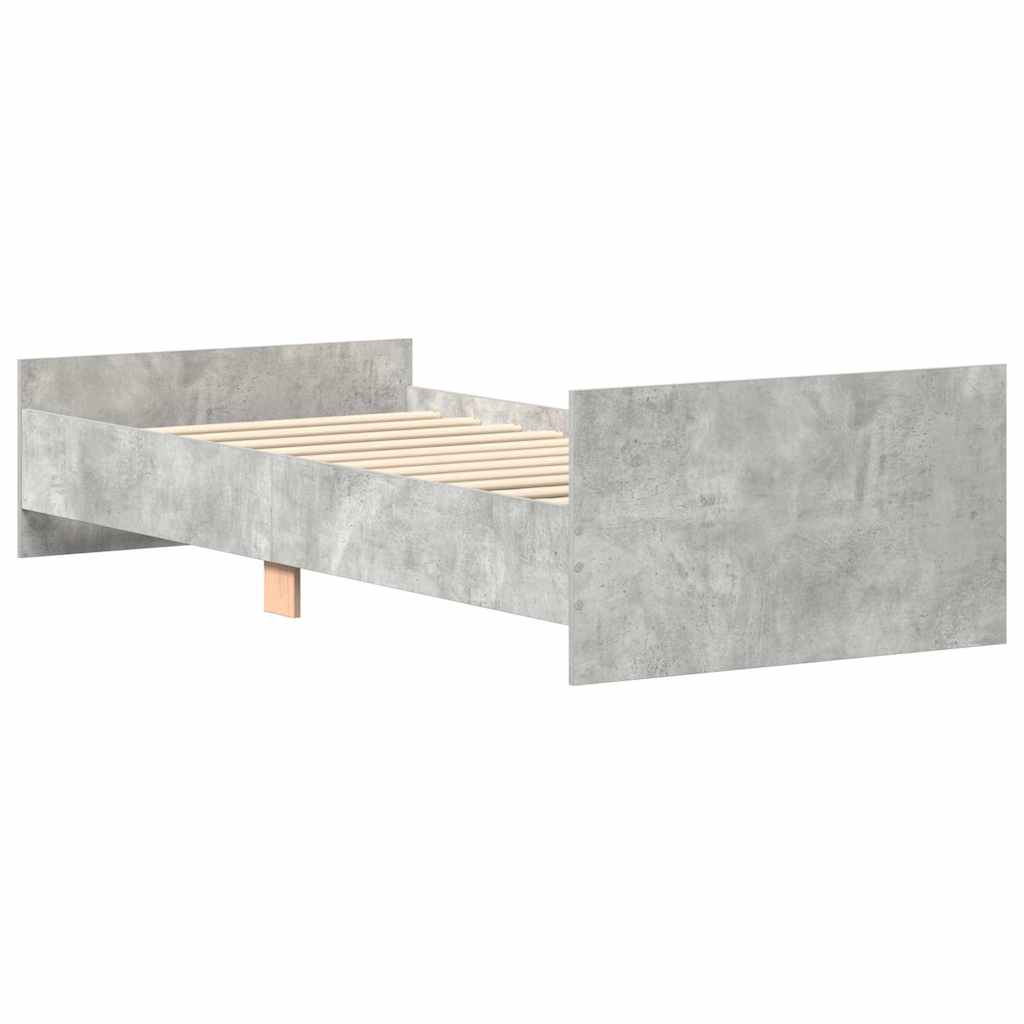 Cadre de lit sans matelas gris béton 90x190 cm - XIOS