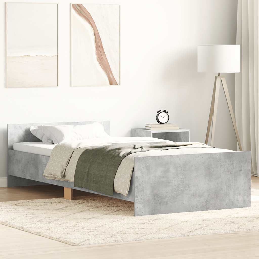 Cadre de lit sans matelas gris béton 90x190 cm - XIOS