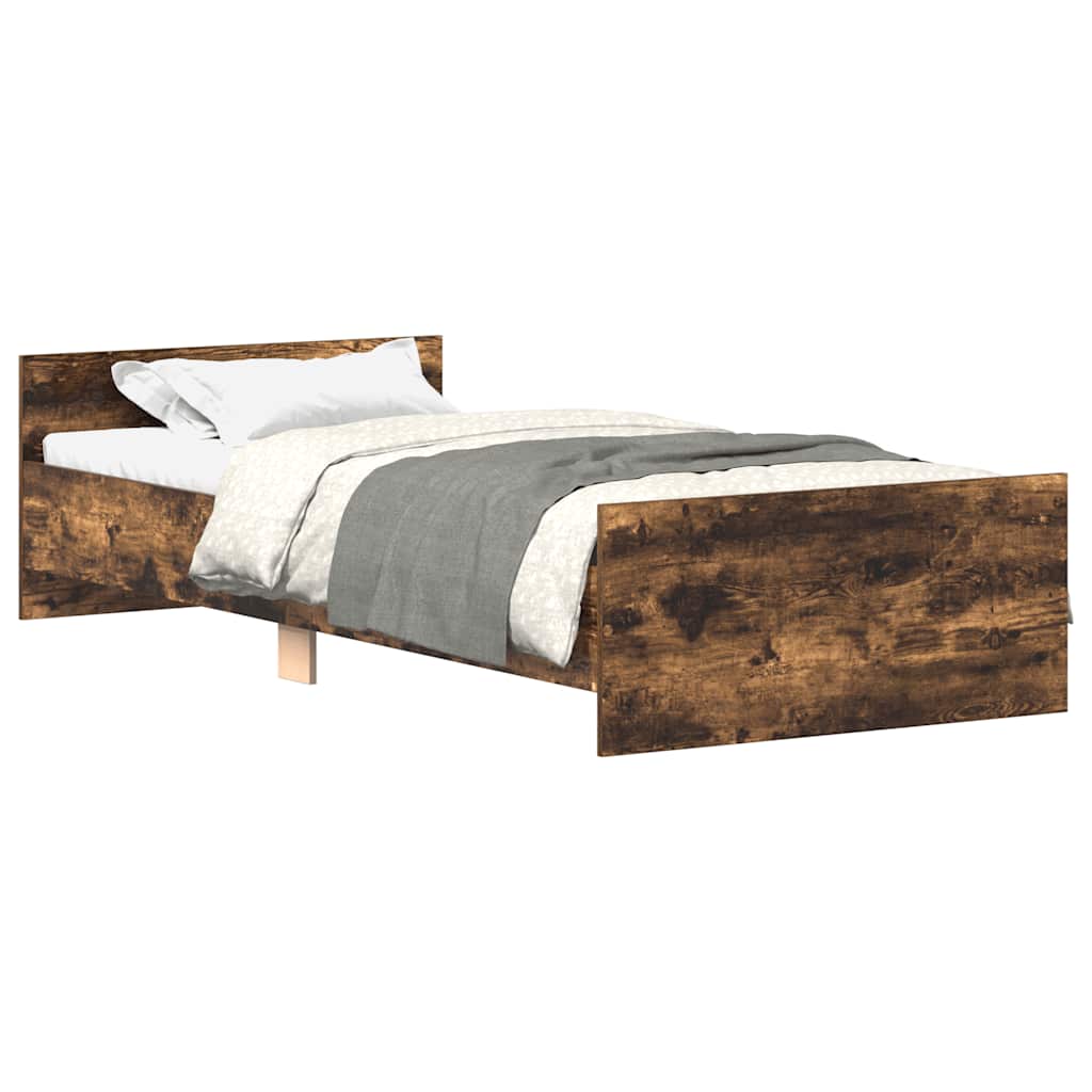 Cadre de lit sans matelas chêne fumé 90x190cm bois d'ingénierie - XIOS