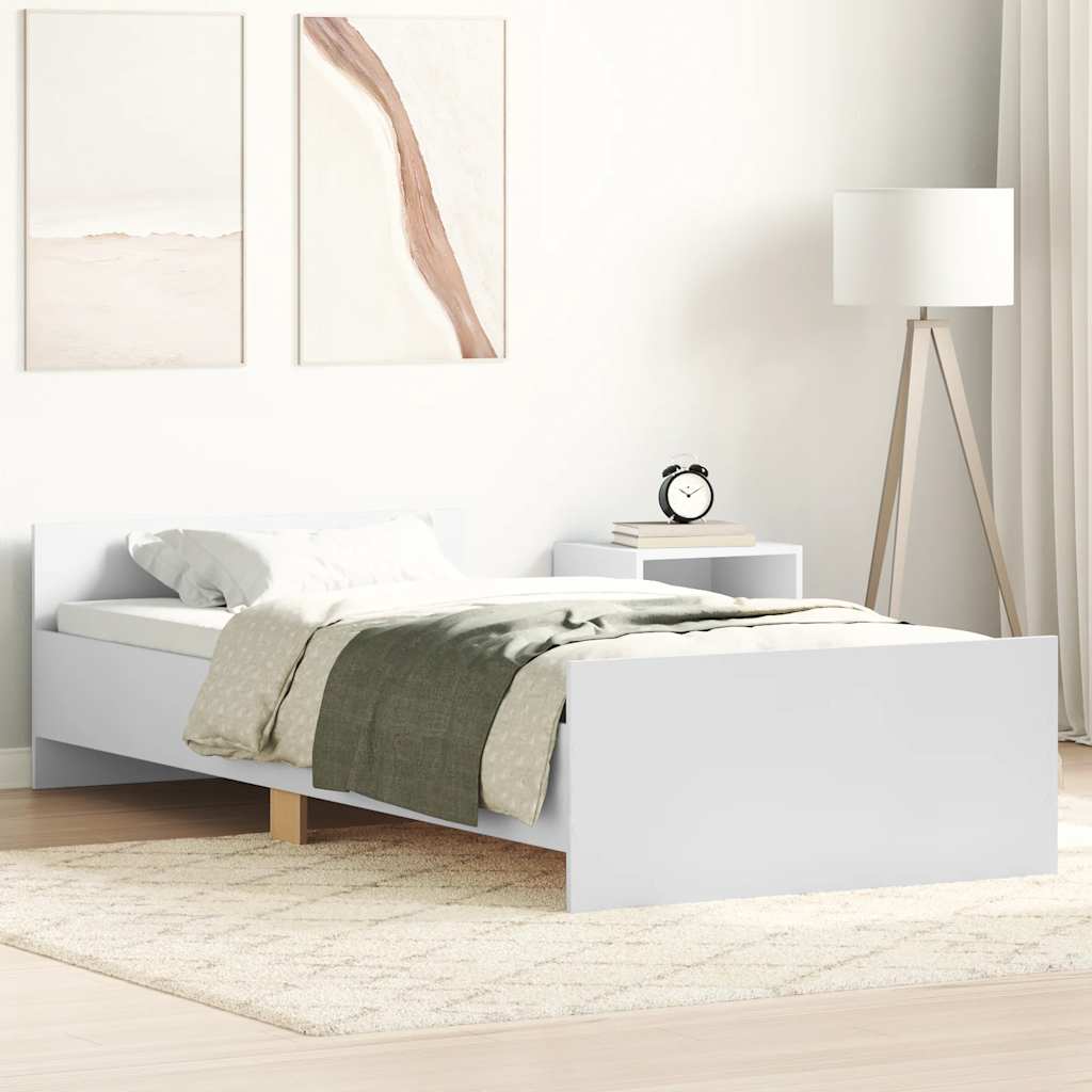 Cadre de lit sans matelas blanc 75x190 cm bois d'ingénierie - XIOS
