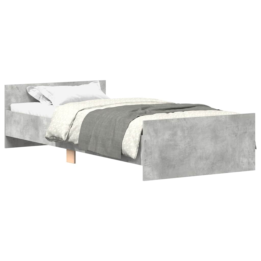 Cadre de lit sans matelas gris béton 75x190 cm