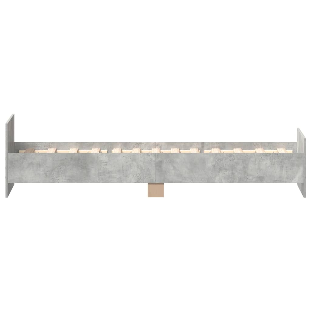 Cadre de lit sans matelas gris béton 75x190 cm