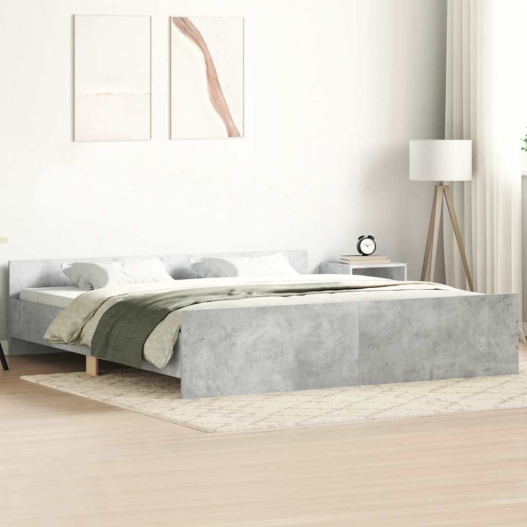 Cadre de lit sans matelas gris béton 200x200 cm - XIOS
