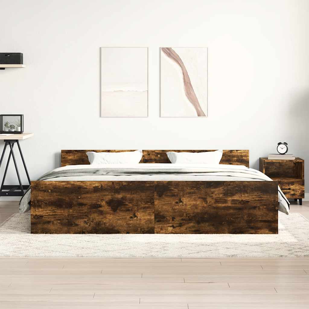 Cadre de lit sans matelas chêne fumé 200x200 cm - XIOS