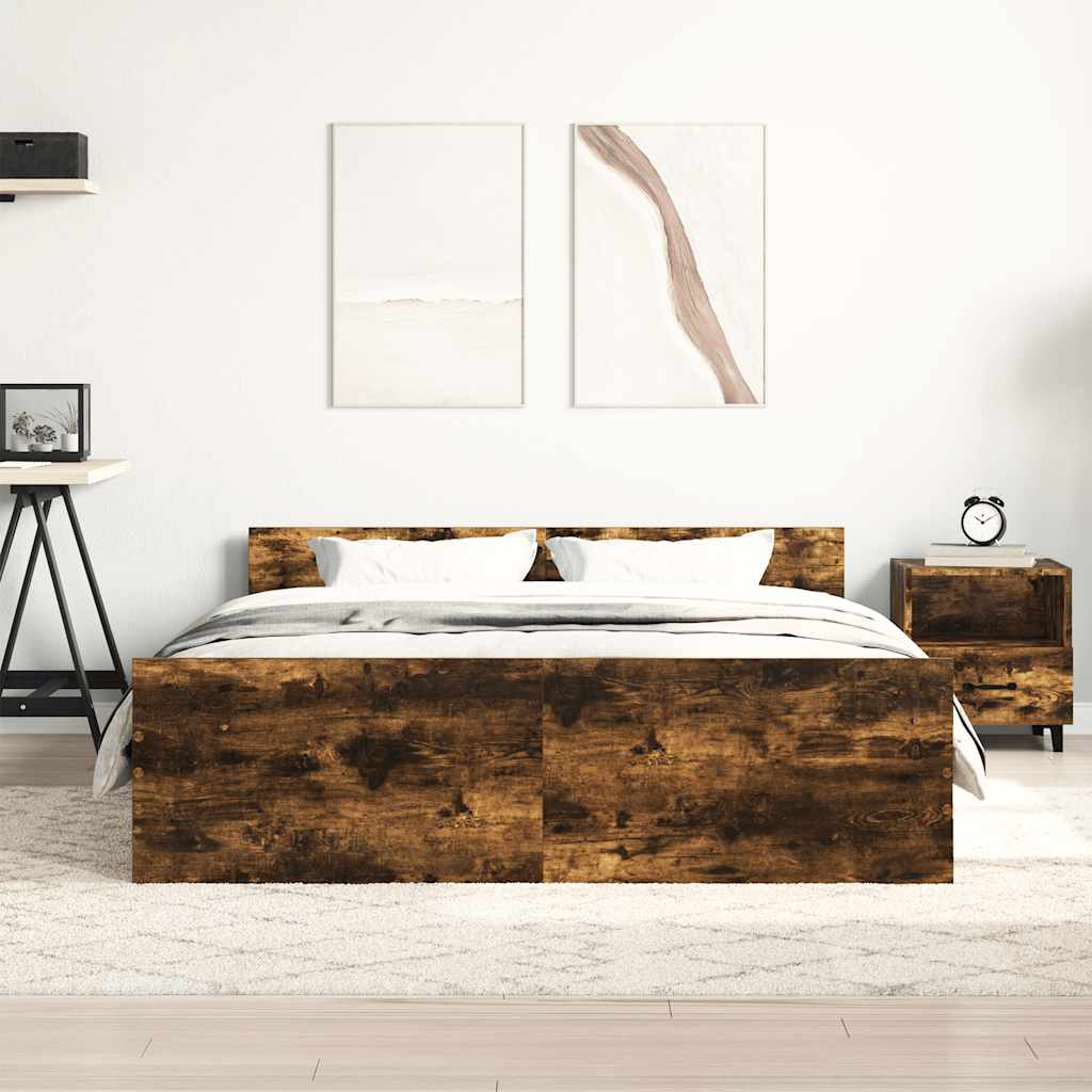 Cadre de lit sans matelas chêne fumé 140x200 cm - XIOS