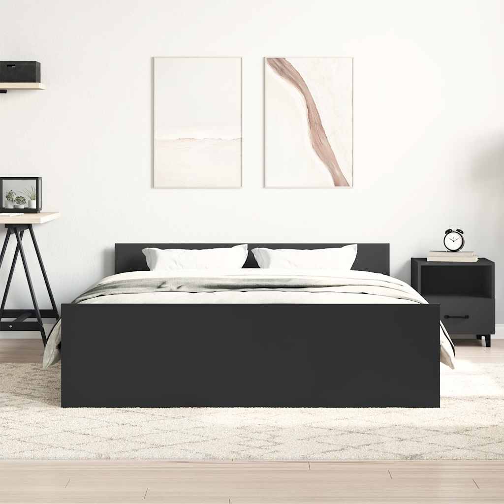 Cadre de lit sans matelas noir 140x190 cm - XIOS