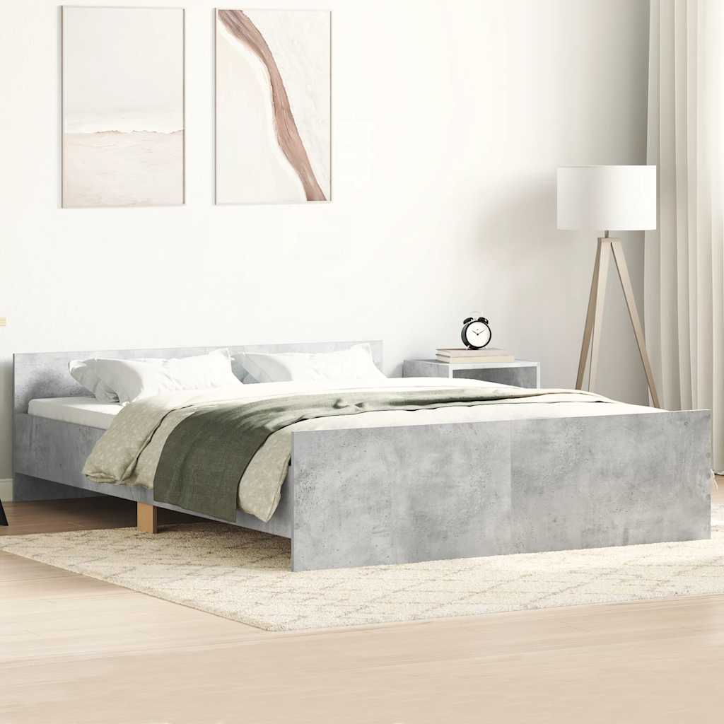 Cadre de lit sans matelas gris béton 140x190 cm - XIOS