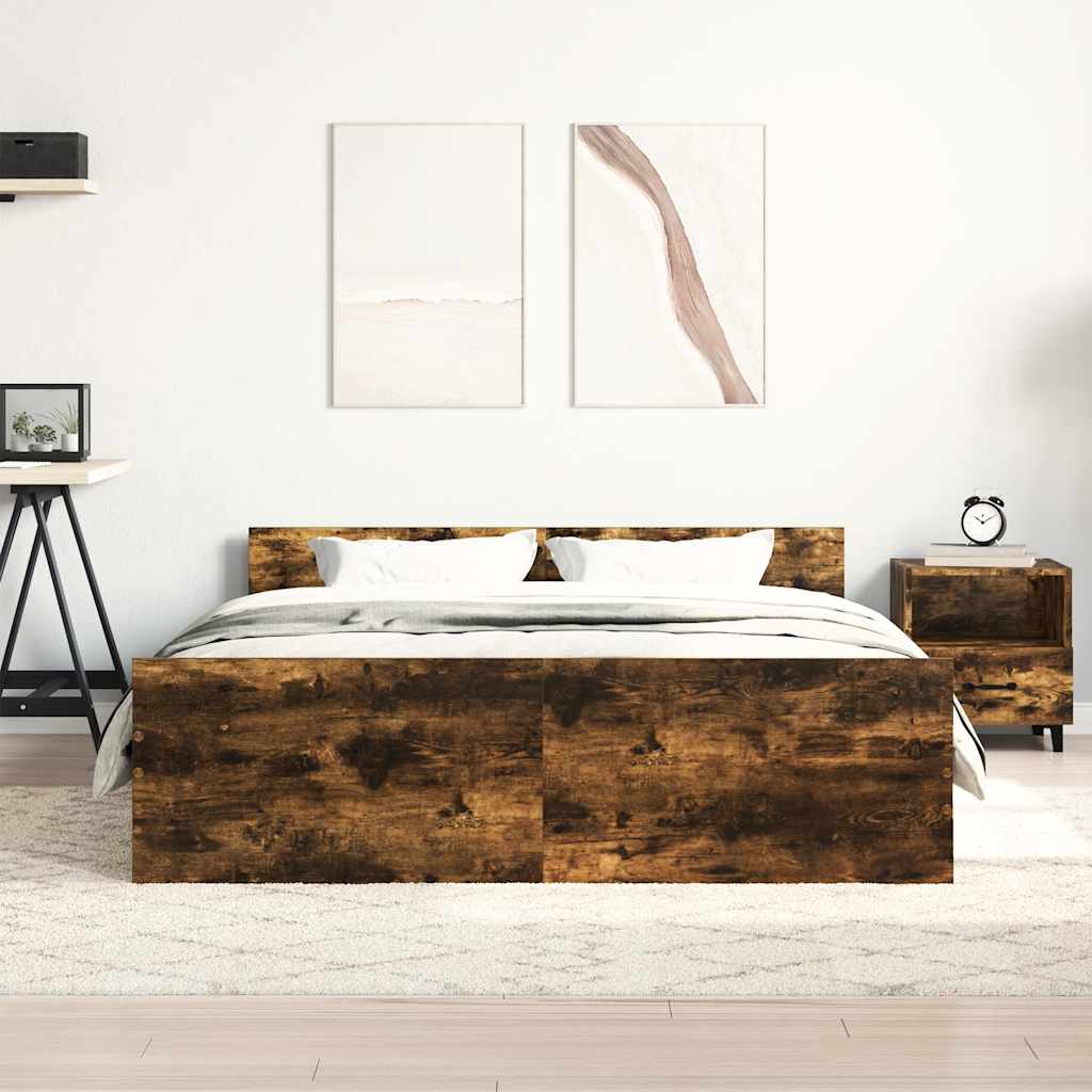 Cadre de lit sans matelas chêne fumé 140x190 cm - XIOS