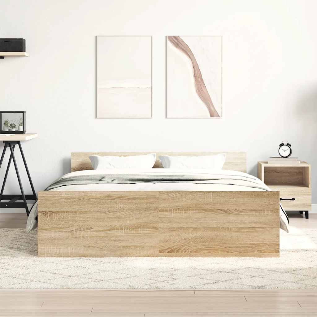 Cadre de lit sans matelas chêne sonoma 135x190 cm - XIOS