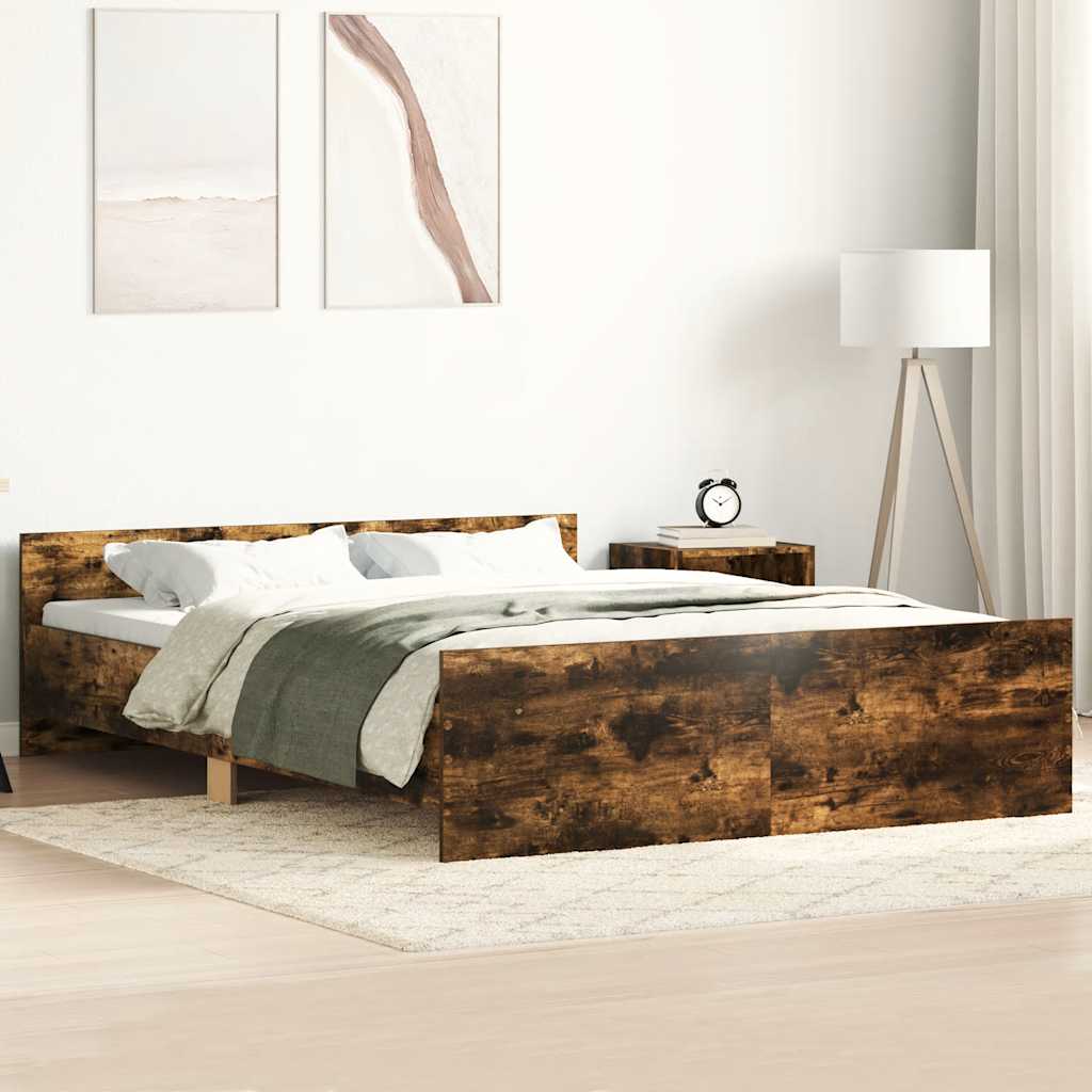 Cadre de lit sans matelas chêne fumé 135x190 cm - XIOS