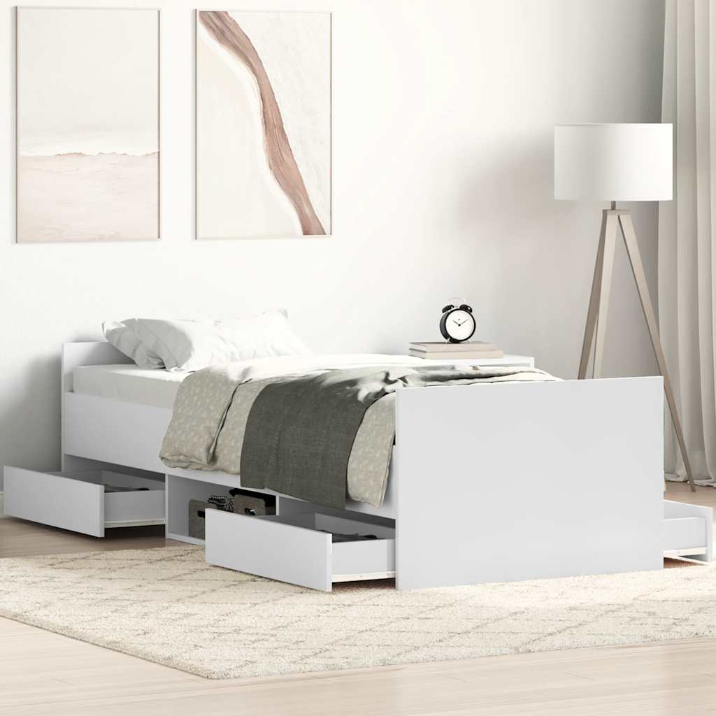 Cadre de lit sans matelas blanc 100x200 cm