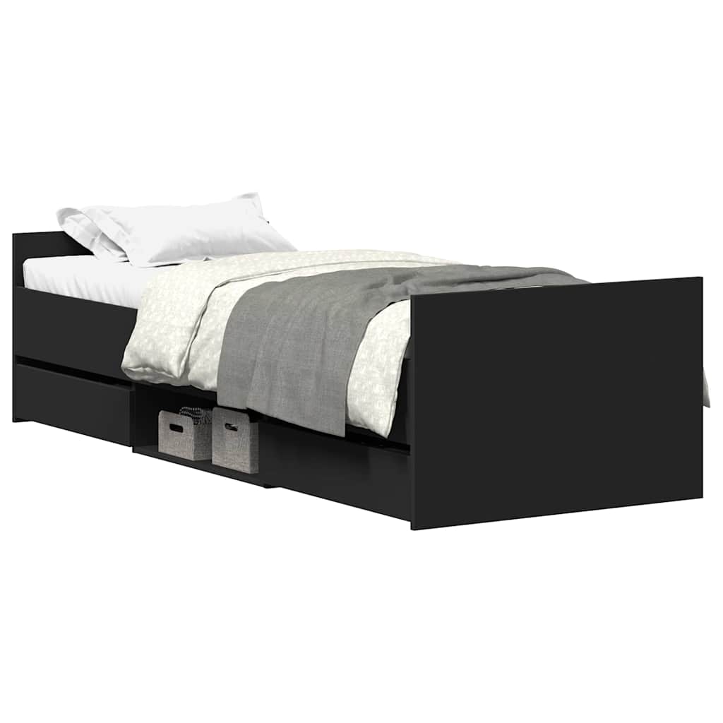 Cadre de lit sans matelas noir 100x200 cm - XIOS