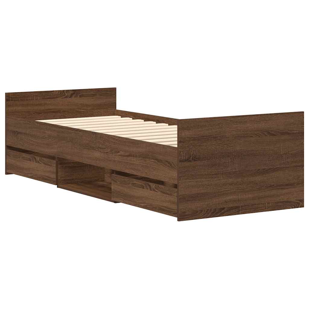 Cadre de lit sans matelas chêne marron 100x200 cm - XIOS