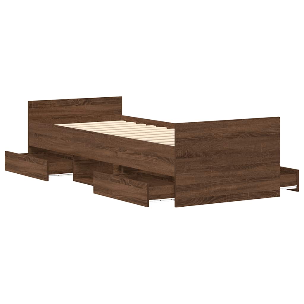 Cadre de lit sans matelas chêne marron 100x200 cm - XIOS