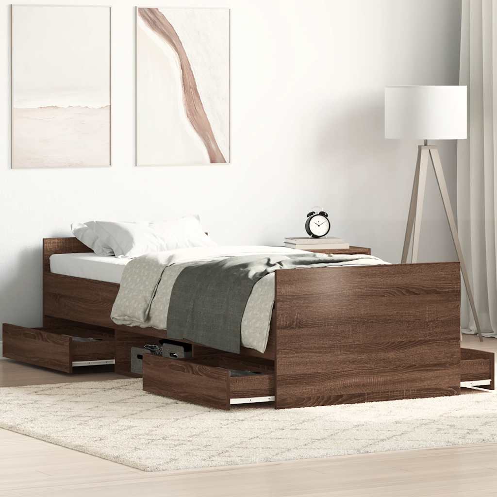 Cadre de lit sans matelas chêne marron 100x200 cm - XIOS