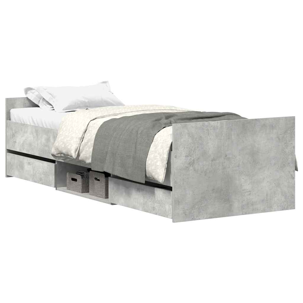 Cadre de lit sans matelas gris béton 90x200 cm - XIOS