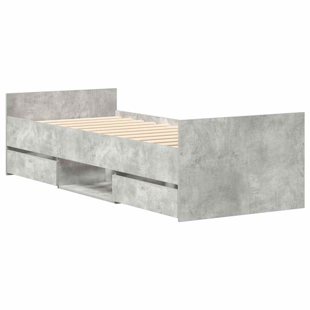 Cadre de lit sans matelas gris béton 90x190 cm - XIOS