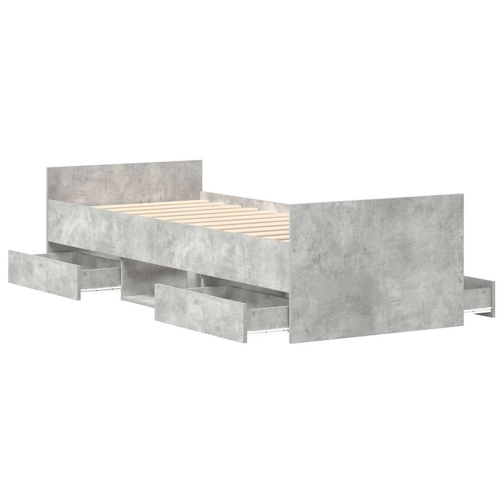 Cadre de lit sans matelas gris béton 90x190 cm - XIOS