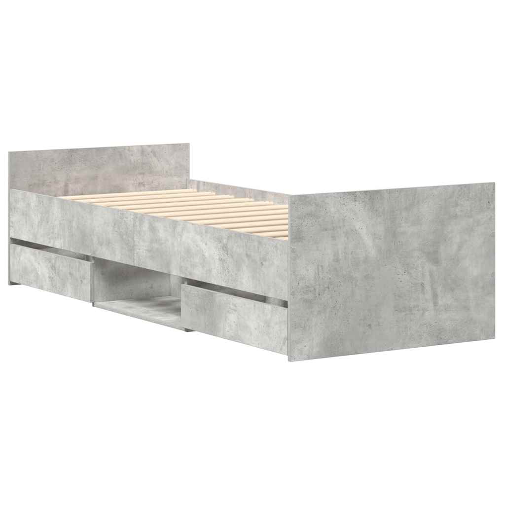 Cadre de lit sans matelas gris béton 90x190 cm - XIOS