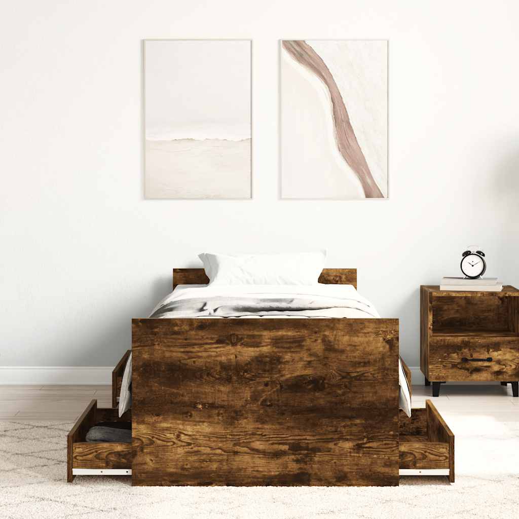 Cadre de lit sans matelas chêne fumé 90x190 cm - XIOS