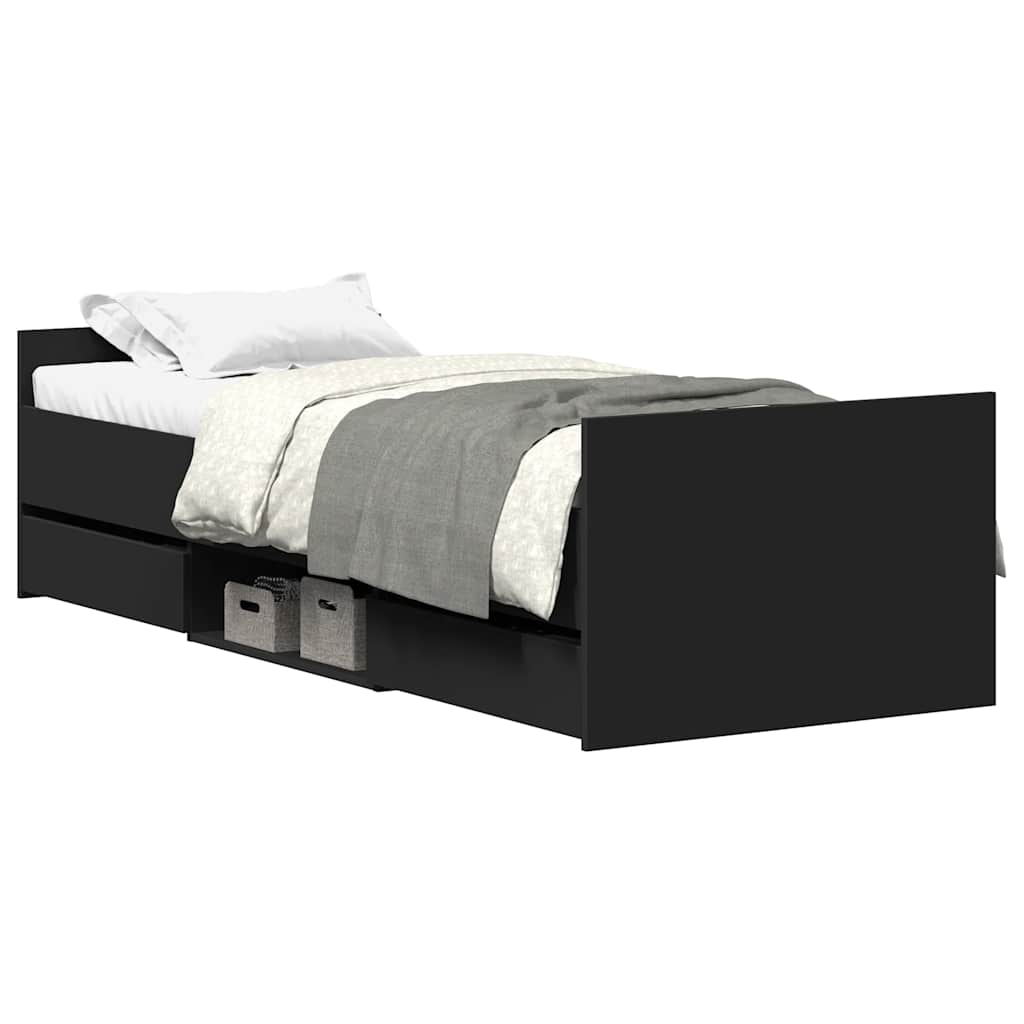 Cadre de lit sans matelas noir 75x190 cm - XIOS