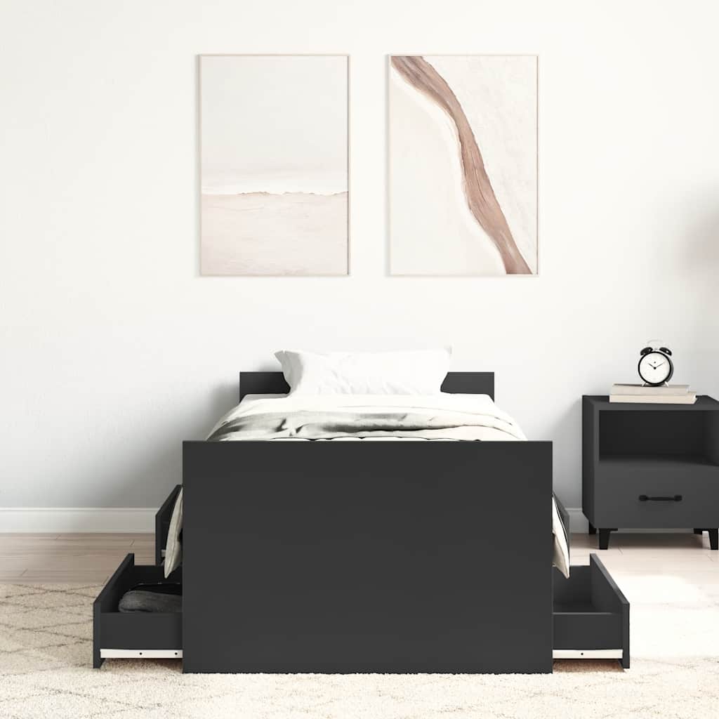 Cadre de lit sans matelas noir 75x190 cm - XIOS
