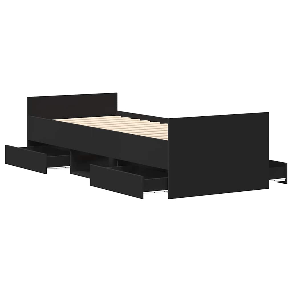 Cadre de lit sans matelas noir 75x190 cm - XIOS