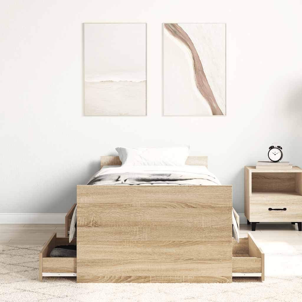 Cadre de lit sans matelas chêne sonoma 75x190 cm - XIOS
