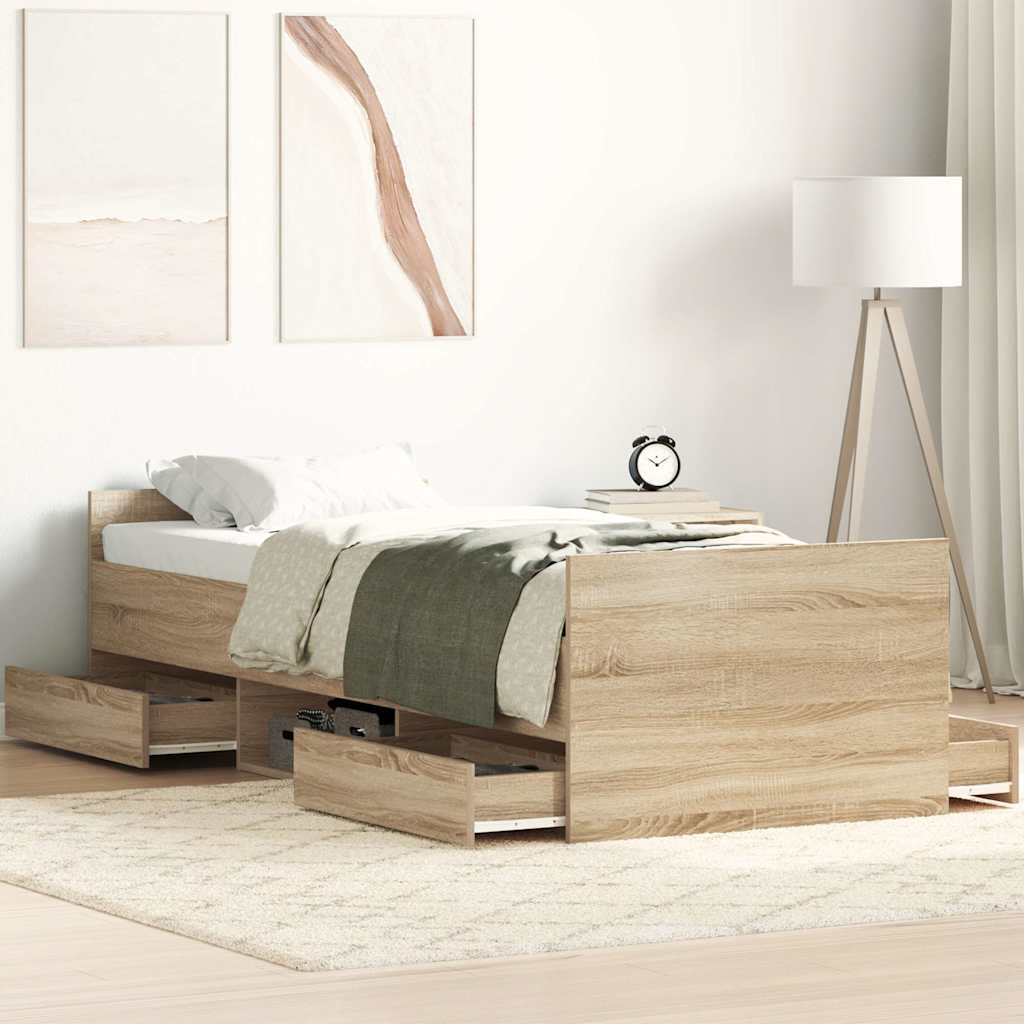 Cadre de lit sans matelas chêne sonoma 75x190 cm - XIOS