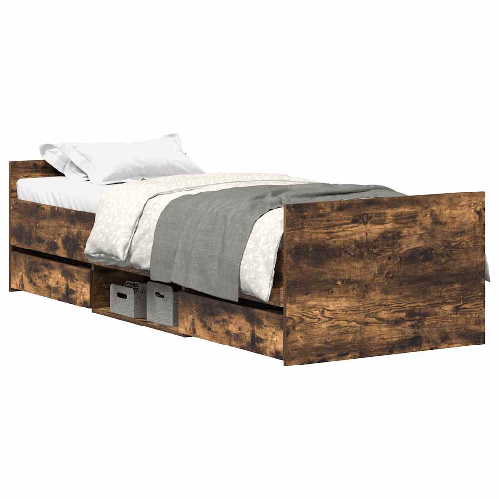 Cadre de lit sans matelas chêne fumé 75x190 cm - XIOS