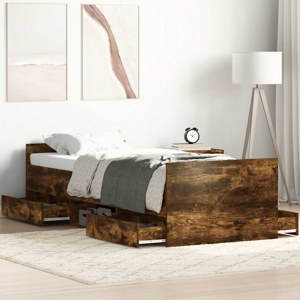 Cadre de lit sans matelas chêne fumé 75x190 cm - XIOS