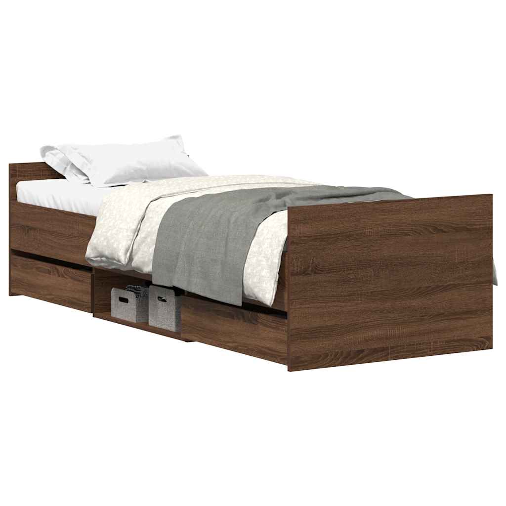 Cadre de lit sans matelas chêne marron 75x190 cm - XIOS