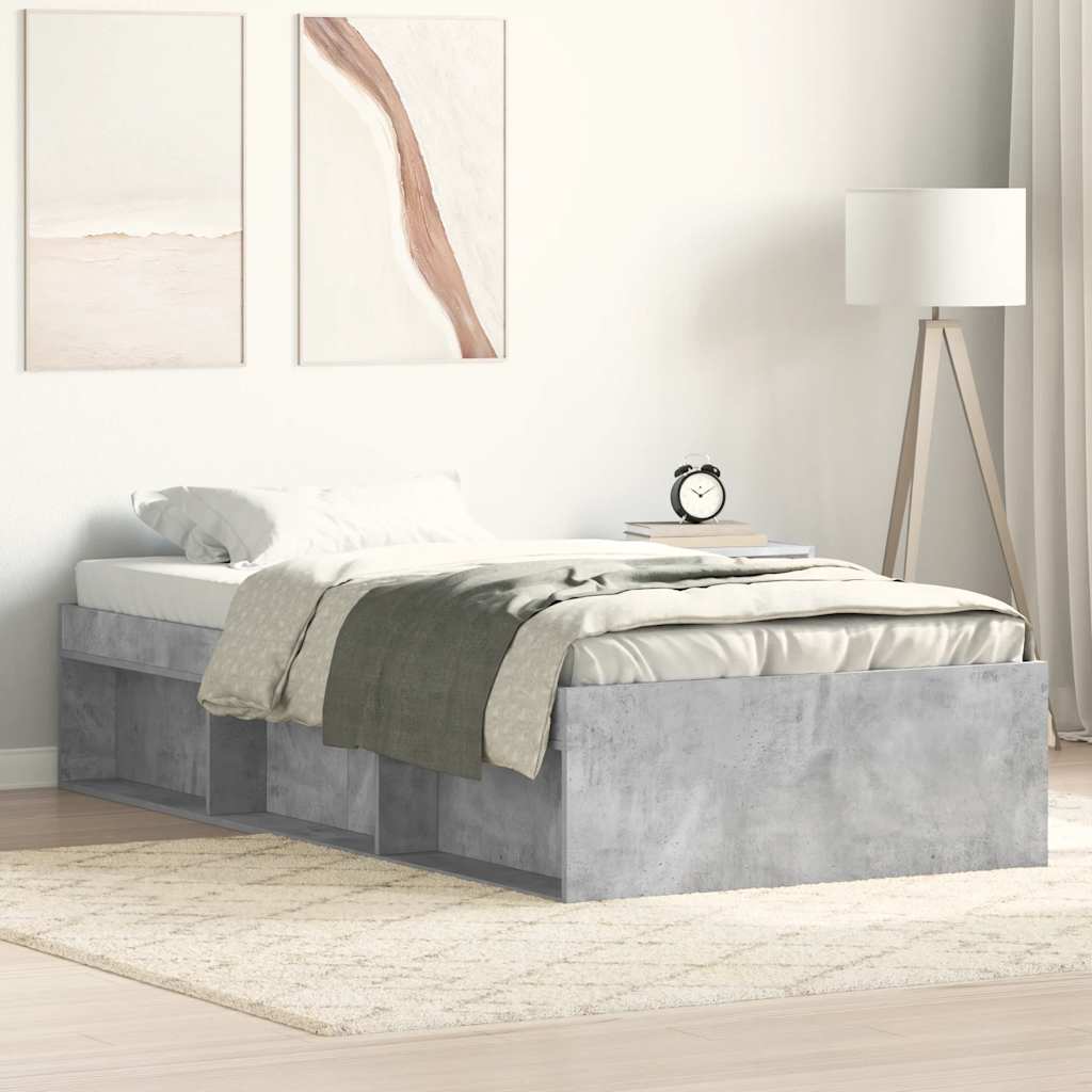 Cadre de lit sans matelas gris béton 90x190 cm - XIOS