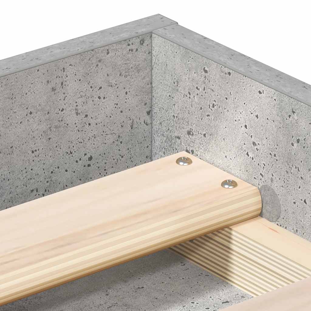 Cadre de lit sans matelas gris béton 75x190 cm - XIOS