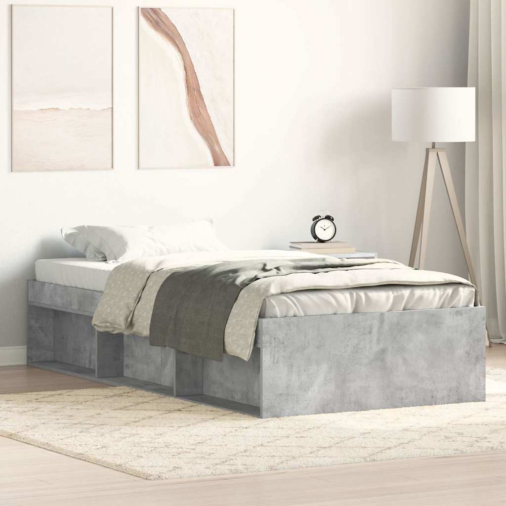 Cadre de lit sans matelas gris béton 75x190 cm - XIOS