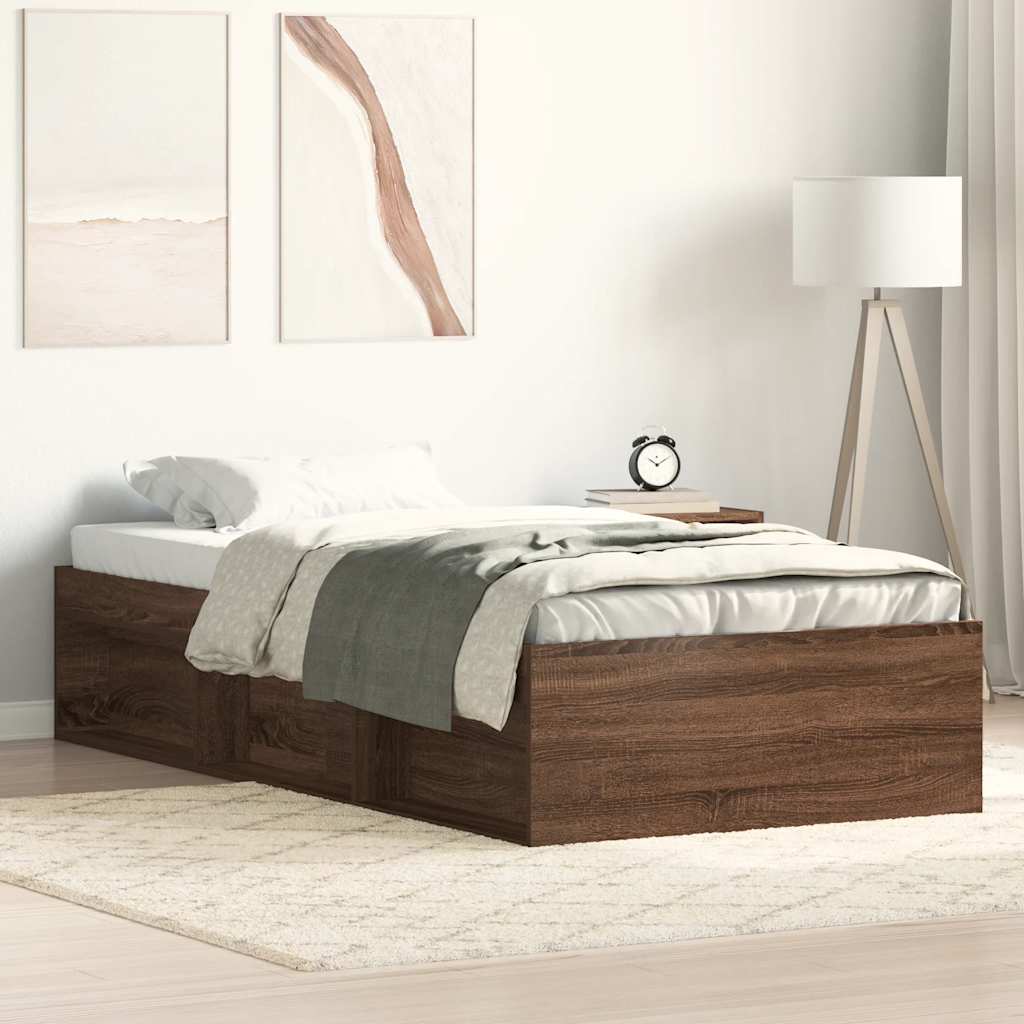 Cadre de lit sans matelas chêne marron 75x190 cm - XIOS