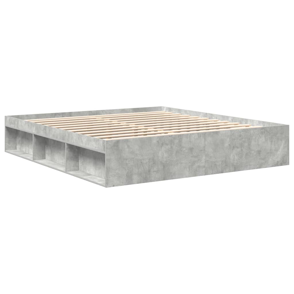 Cadre de lit sans matelas gris béton 180x200 cm - XIOS