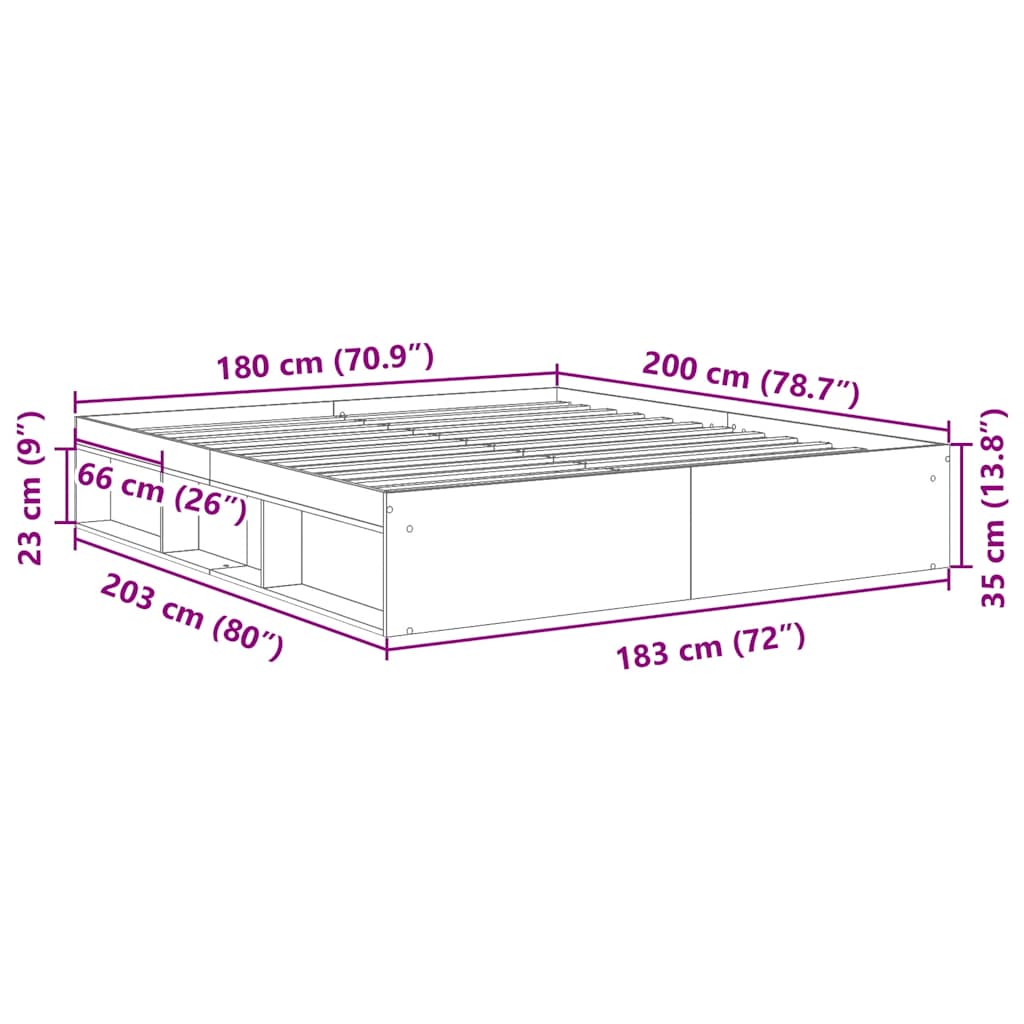 Cadre de lit sans matelas gris béton 180x200 cm - XIOS