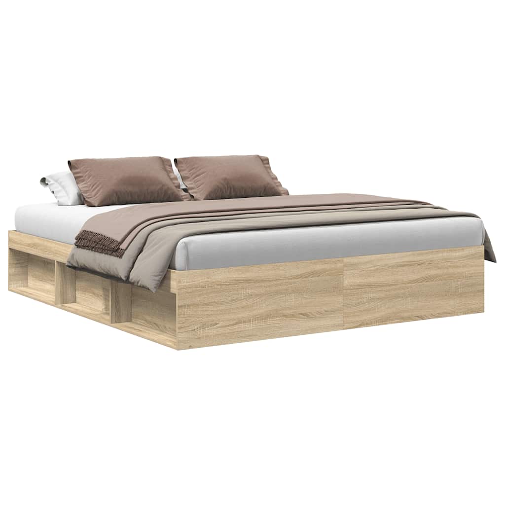 Cadre de lit sans matelas chêne sonoma 200x200 cm