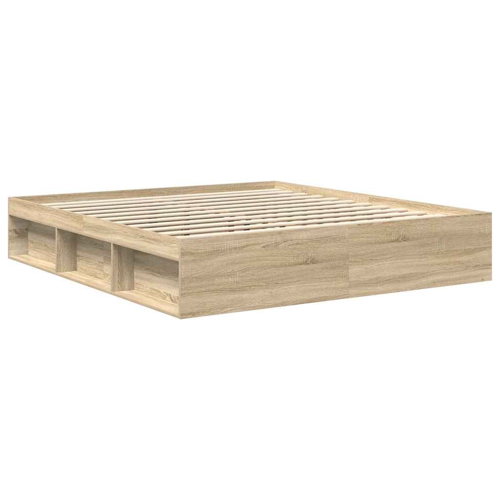 Cadre de lit sans matelas chêne sonoma 200x200 cm