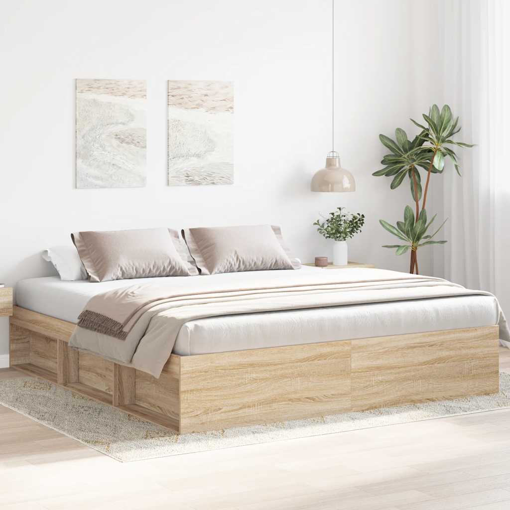 Cadre de lit sans matelas chêne sonoma 200x200 cm