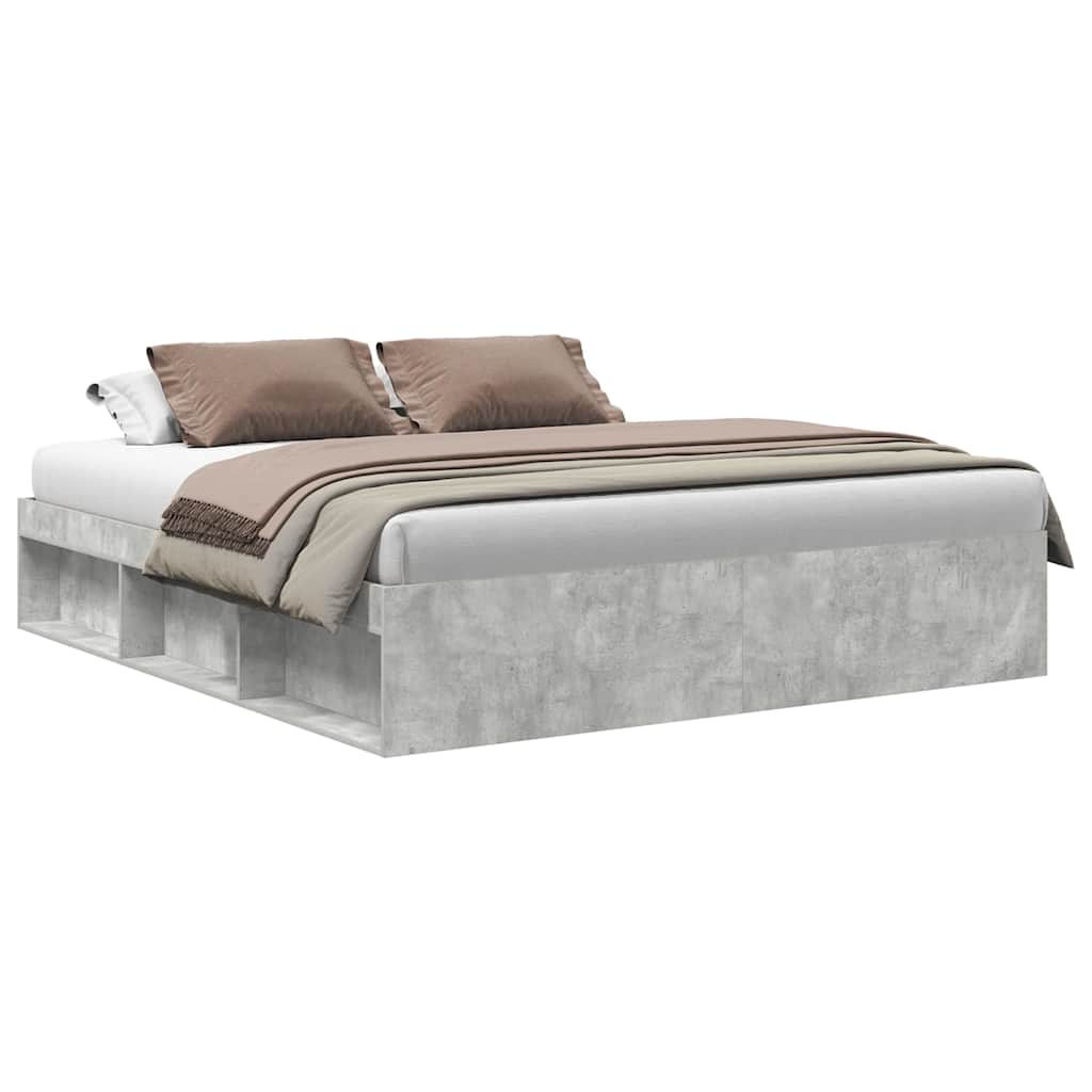 Cadre de lit sans matelas gris béton 200x200 cm - XIOS