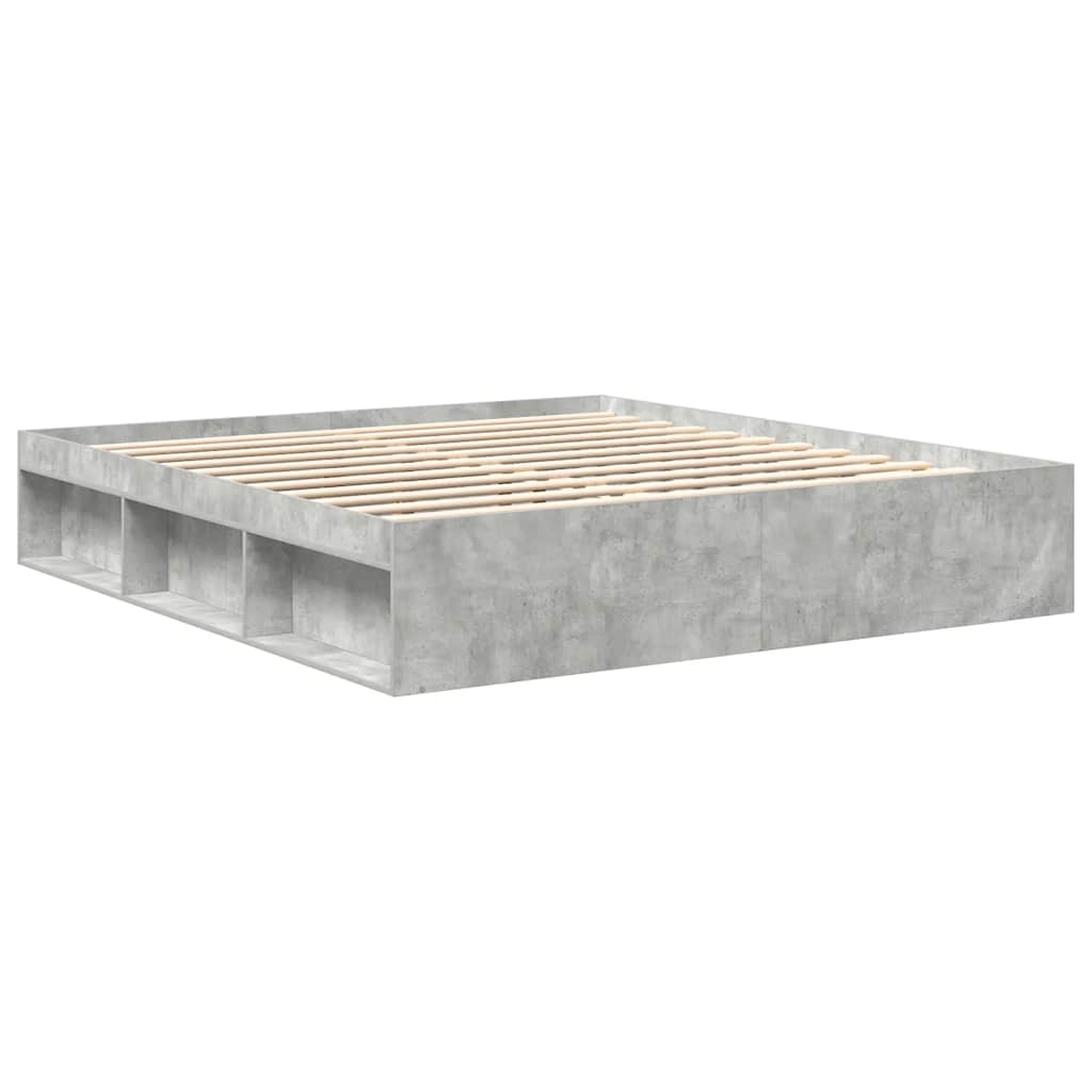 Cadre de lit sans matelas gris béton 200x200 cm - XIOS