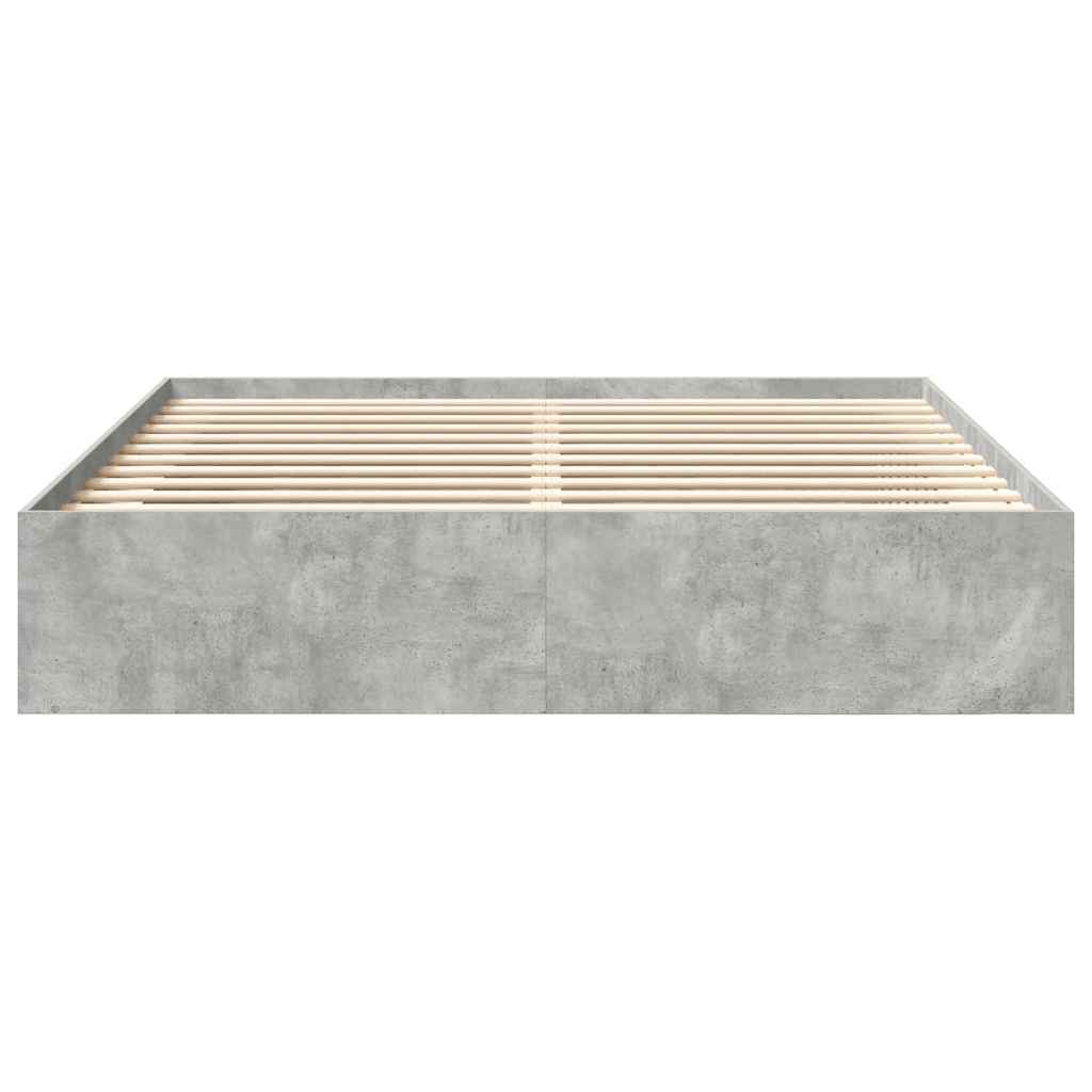 Cadre de lit sans matelas gris béton 200x200 cm